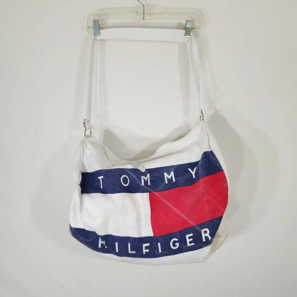 Vintage 1990s Tommy Hilfiger Canvas‎ Duffel Bag White